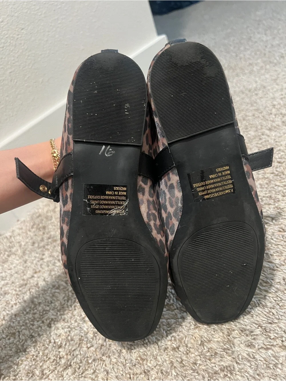 Leopard Print Mary Jane Ballet Flats - Black Trim